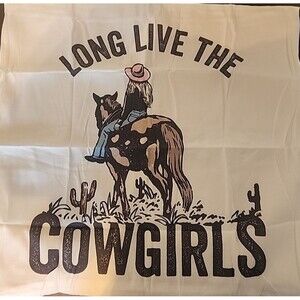 18" x 18" Decorative Pillow Case "Long Live The Cowgirls" NEW